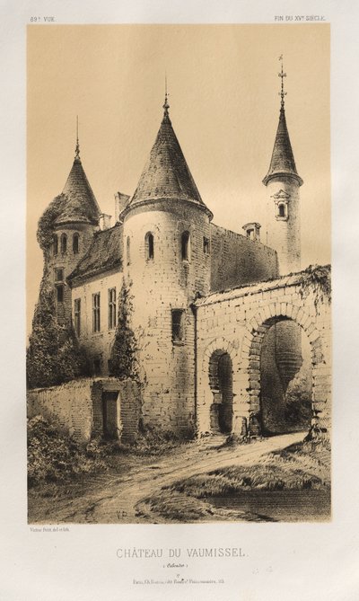 Malerisk arkitektur eller monumenter fra det 15. århundrede. Og XVI. århundreder: Slotte i Frankrig i det XV og XVI århundreder: Pl. 89, Château du Vaumissel (Calvados) af Victor Petit