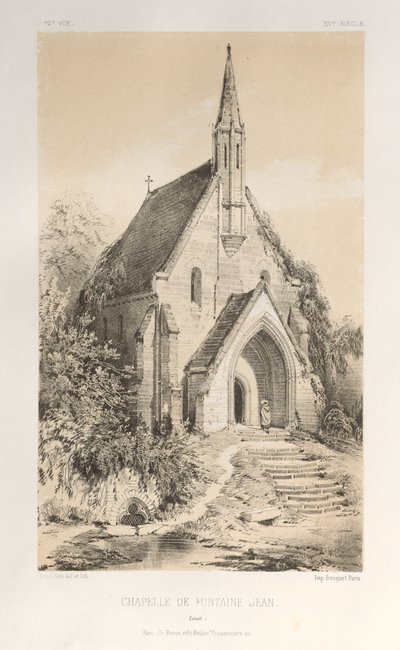 Malerisk arkitektur eller monumenter fra det 15. århundrede. Og XVI. århundreder: Chateaux De France fra det XV og XVI århundreder: Pl.22, Fontaine-Jeans kapel (Loiret) af Victor Petit