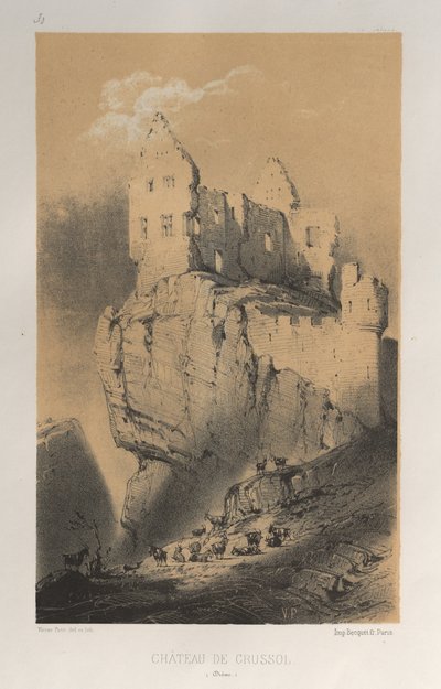 Malerisk arkitektur eller monumenter fra det 15. århundrede. Og XVI. Centuries: Chateaux De France fra det XV og XVI århundreder: Pl. 30, Chateau De Crussol (Drome) af Victor Petit
