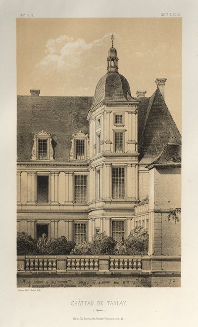 Malerisk arkitektur eller monumenter fra det 15. århundrede. Og XVI. Centuries: Chateaux De France fra det XV og XVI århundreder: Pl. 33, Château De Tanlay (Yonne) af Victor Petit