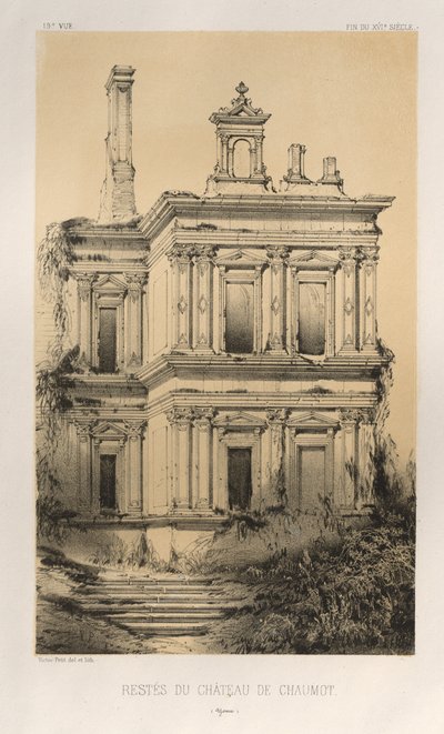 ...pl. 19, Rester af Chateau De Chaumot Yonne, 1860. af Victor Petit
