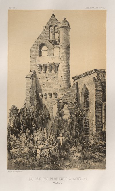 ...pl. 40, Penitentens Kirke i Avignon Vaucluse, 1860. af Victor Petit