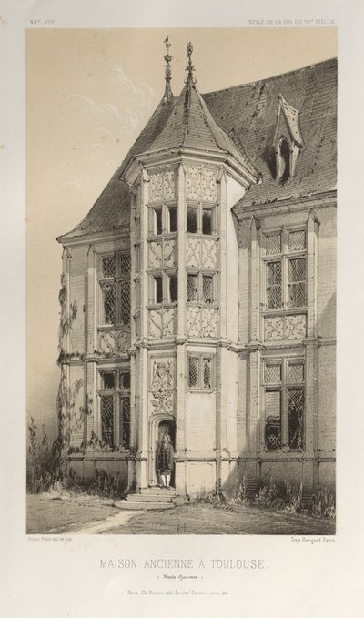 ...pl. 43, Gammelt Hus i Toulouse Haute-Garonne, 1860. af Victor Petit