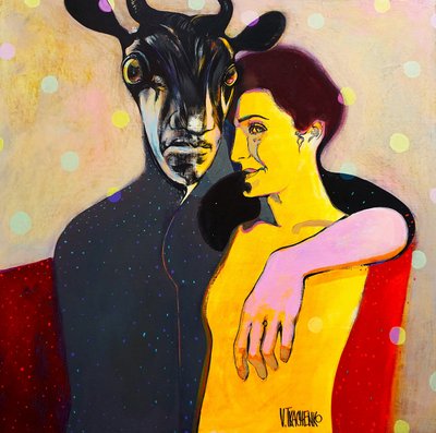 Par med en figur med horn af Victor Tkachenko