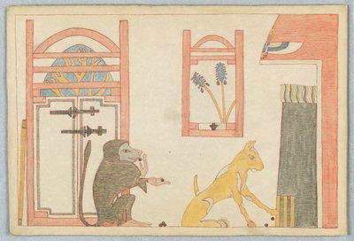 Aben og katten, Illustration til Æsops fabler af Victor Wilbour