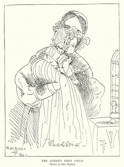 Dronning Victorias første barn, tegnet af Hendes Majestæt (litho) af Victoria Queen