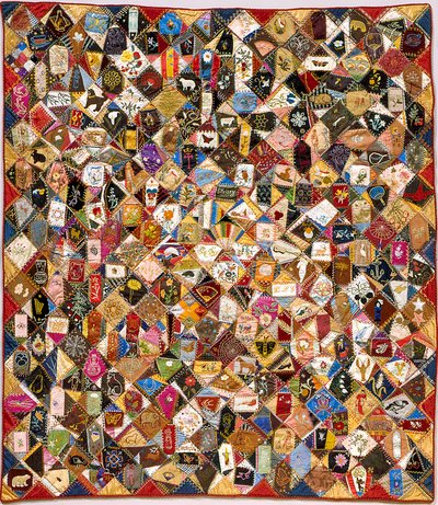 Crazy Quilt (silke, bomuld, uld, hør, stykker, broderet) af Victoriene Parsons Mitchell