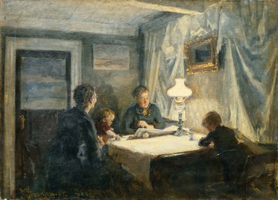 Aften i Skagen (Kunstnerens Familie) af Viggo Johansen