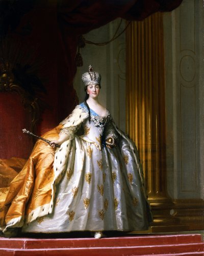 Portræt i fuld længde af kejserinde af Rusland Katarina II den Store (1729-1796) i hendes "kroningsdragt" Maleri af Vigillus Erichsen (Eriksen) (1722-1782) 1779 Davids Samling af Vigilius Erichsen