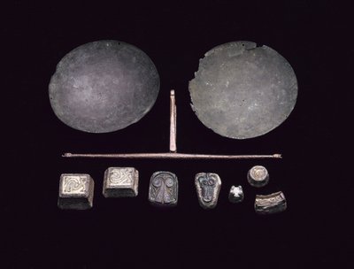 Balancestråle til et sæt vægte, fra en vikingebådsbegravelse ved Kiloran Bay, Colonsay, Argyll, 875-925 AD (bronze) af Viking Viking