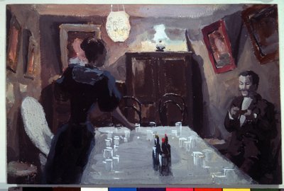 "Ventende besøgende" (Venter på besøgende) Akvarel og gouache af Viktor (Victor) Elpidiforovich Borisov-Musatov (Borisov Musatov) (1870-1905) (symbolik) 1894 Stats Tretyakov Gallery, Moskva, Rusland af Viktor Elpidiforovich Borisov Musatov