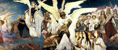 Før paradiset, højre del, 1885-1896. af Viktor Mikhaylovich Vasnetsov