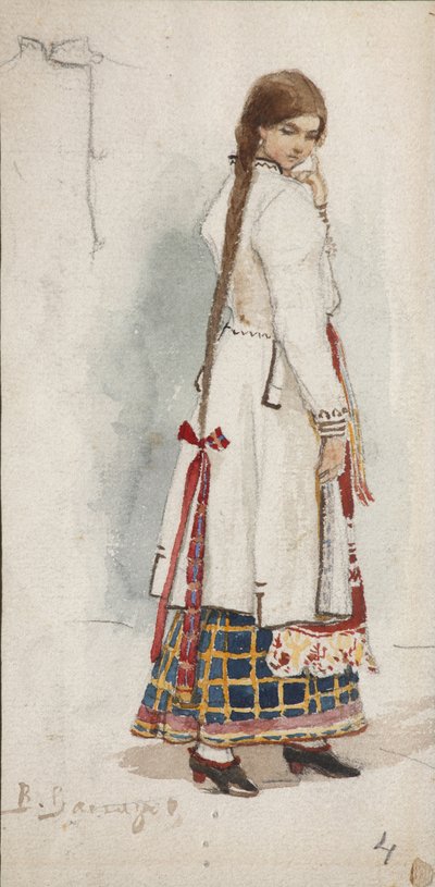 Kostumedesign til operaen Rusalka af A. Dargomyzhsky af Viktor Mikhaylovich Vasnetsov
