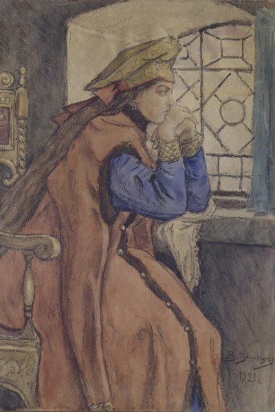 Tsarevna ved vinduet Prinsessen der aldrig smilede, 1920 af Viktor Mikhaylovich Vasnetsov