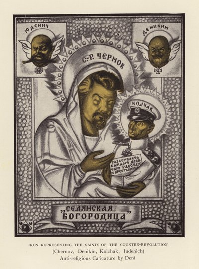 Ikon, der repræsenterer kontrarevolutionens helgener (farvelitografi) af Viktor Nikolaevich Deni