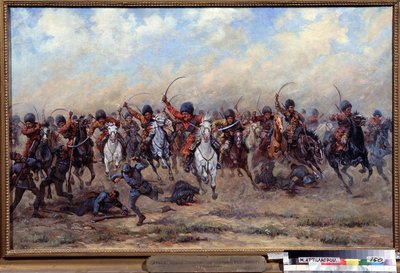 Savage Divisions angreb på det østrigske infanteri. Episode af Første Verdenskrig (1914-1918): offensiv af russiske tropper, massakre på soldater på fronten, krigens grusomheder af Viktor Viketyevich Masurovsky