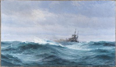 Et skib i storm på Atlanterhavet af Vilhelm Arnesen