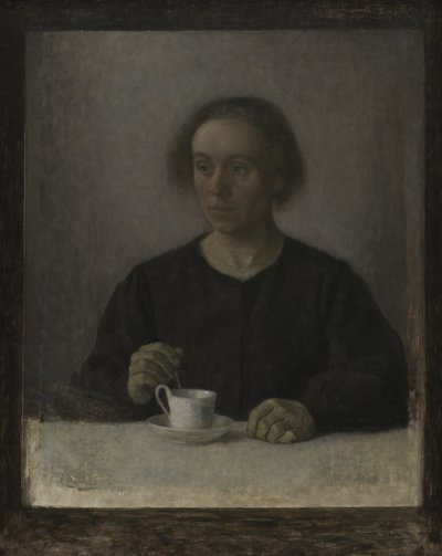 Ida Hammershøi, Kunstnerens Hustru, med en tekop af Vilhelm Hammershøi