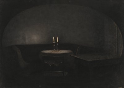 Interiør. Kunstigt lys af Vilhelm Hammershøi