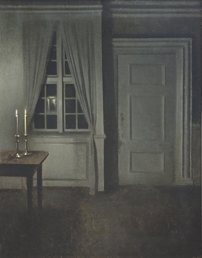 Interiør med to stearinlys af Vilhelm Hammershøi