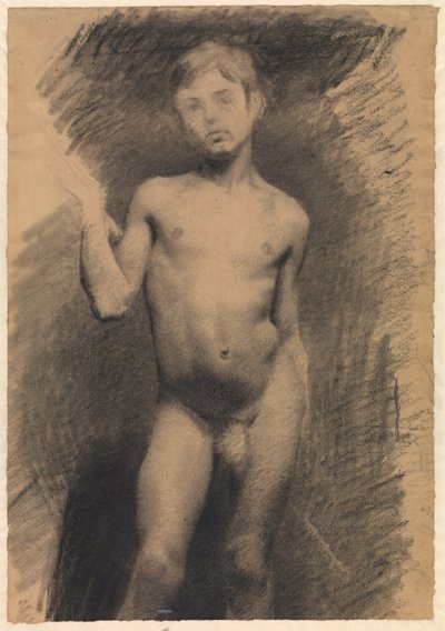 Stående nøgen dreng. Modelstudie af Vilhelm Hammershøi