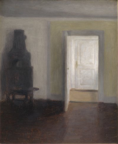 Interiør med et gammelt komfur af Vilhelm Hammershoi