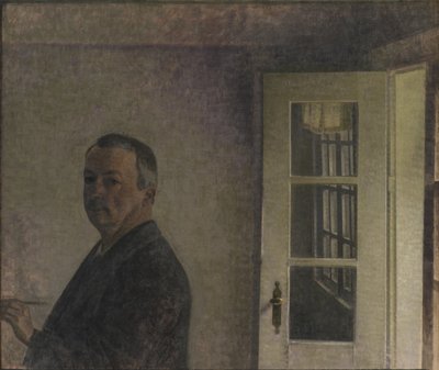 Self-Portrait. The Cottage Spurveskjul at Sorgenfri, North of Copenhagen af Vilhelm Hammershøi