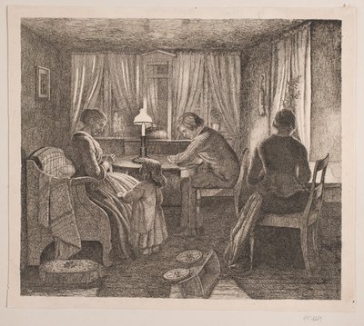 Interiør med Kunstnerens familie af Vilhelm Kyhn