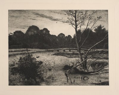 Solnedgang i en skov af Vilhelm Kyhn