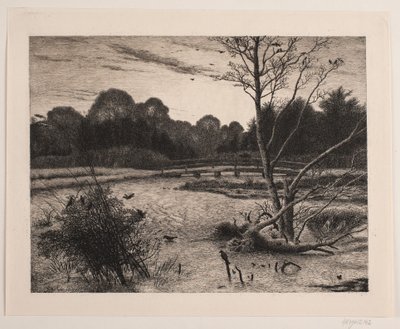 Solnedgang i en skov af Vilhelm Kyhn