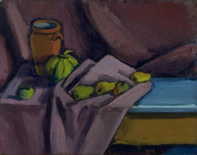 Stilleben med en krukke og frugter af Vilhelm Lundstrøm