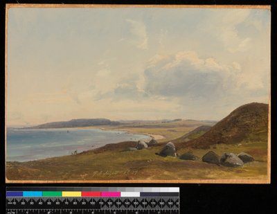 Udsigt mod Hesbjerg fra Hornbæk gods, 1857 (olie på papir på plade) af Vilhelm Peterson
