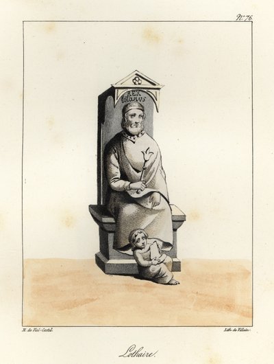 Statue af Lothar I, Lothar I, karolingisk kejser, konge af Italien og Mellemfranken, 795-855 af Villain Villain