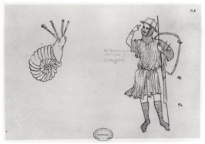 Fol.2 Snegl og ungarsk soldat (faksimilekopi) af Villard de Honnecourt