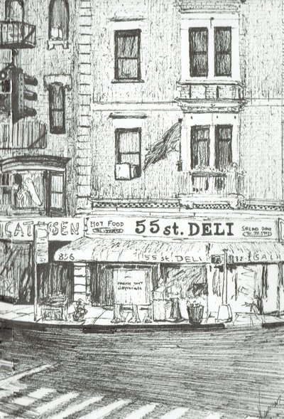 55th street New York, 2003, (blæk på papir) af Vincent Alexander Booth
