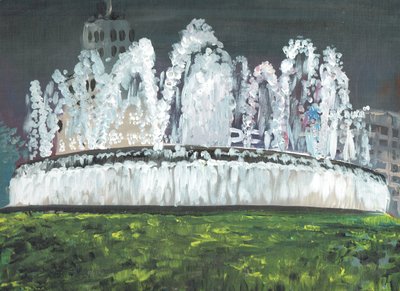 Barcelona nat, 1994, (akryl på lærredstavle) af Vincent Alexander Booth