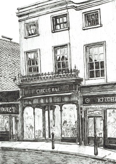 Cheltenham Spa, 2017, (blæk på papir) af Vincent Alexander Booth