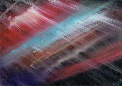 Flight through rain, 2017, (olie på lærredstavle) af Vincent Alexander Booth