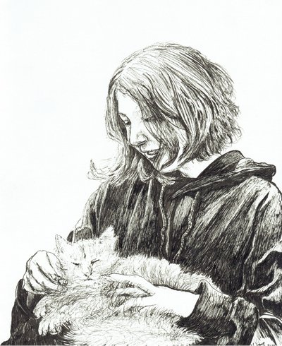 Pige og kat, 2022 af Vincent Alexander Booth