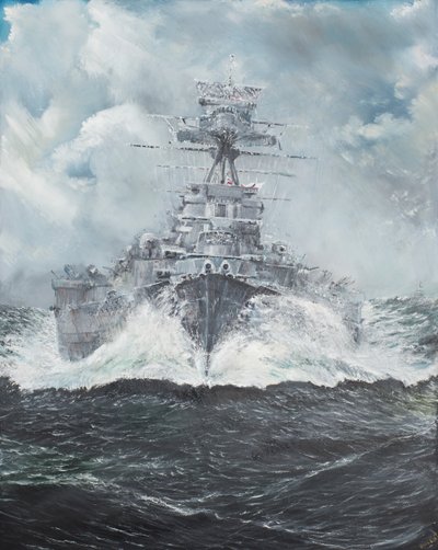 HMS Hood leder til Bismarck 23. maj 1941, 2014, (Olie on Canvas) af Vincent Alexander Booth