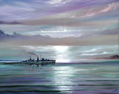 HMS Neptune, Middelhavet december 1941, 2019 (olie på lærred) af Vincent Alexander Booth