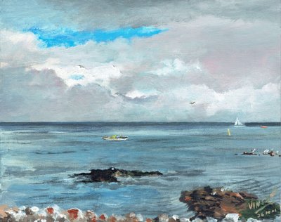 Howth Ireland, 2001, (akryl på lærredstavle) af Vincent Alexander Booth