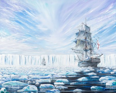 James Clark Ross opdager den antarktiske ishylde i januar 1841, 2016, af Vincent Alexander Booth