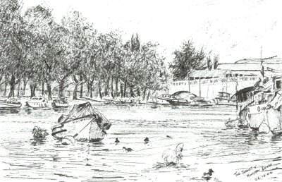 Kingston Bridge London, 2004, (Blæk på papir) af Vincent Alexander Booth