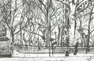 Madison square park New York, 2003, (blæk på papir) af Vincent Alexander Booth