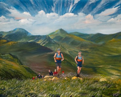 Mark and the Joss Naylor Challenge, 2024 (olie på lærred) af Vincent Alexander Booth