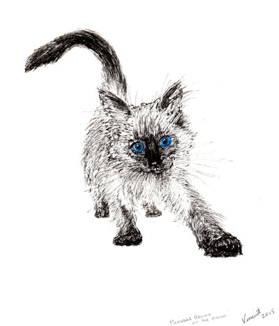On the prowl !, 2015, (blæk på papir) af Vincent Alexander Booth