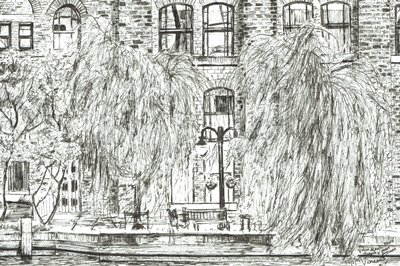 Pitcher and Piano Manchester, 2005, (blæk på papir) af Vincent Alexander Booth