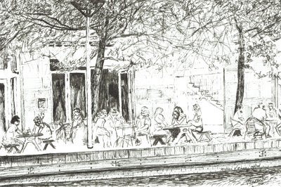 Pitcher and Piano bar Manchester, 2005, (blæk på papir) af Vincent Alexander Booth