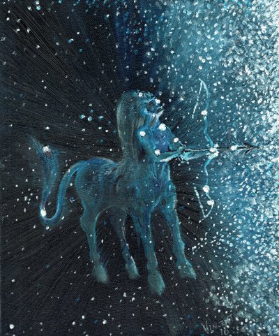 Stjernetegn Skytten, 2016, (olie på lærred) af Vincent Alexander Booth